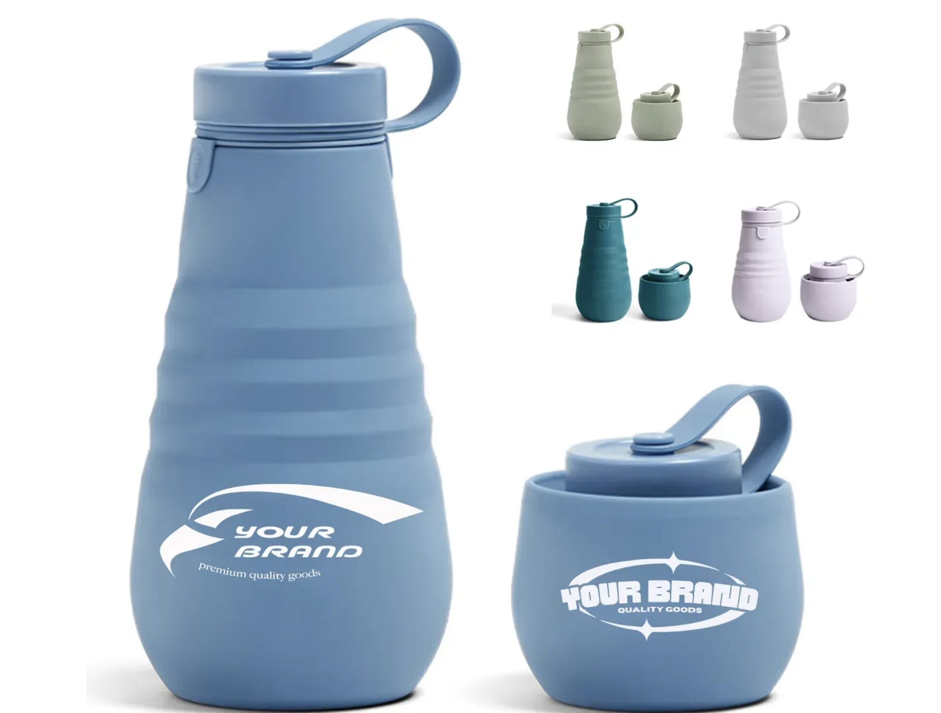 20 oz. Travel Collapsible Reusable Silicone Water Bottles